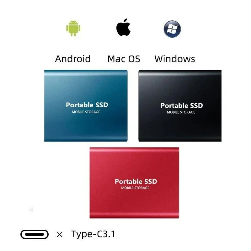 Elegante, ultraschnelle 128TB externe SSD mit USB-C Anschluss für effizienten und sicheren Datentransfer.