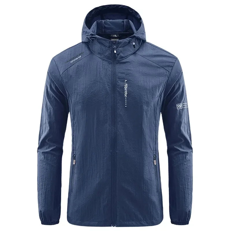 Herren wasserdichte Outdoor Jacke mit Reißverschluss für Allwetter-Abenteuer und Schutz.