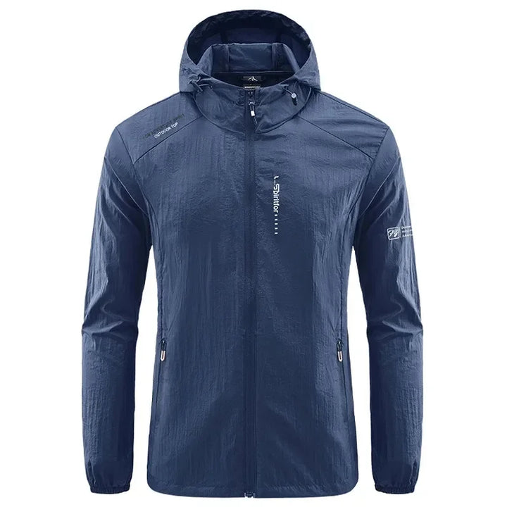Herren wasserdichte Outdoor Jacke mit Reißverschluss für Allwetter-Abenteuer und Schutz.