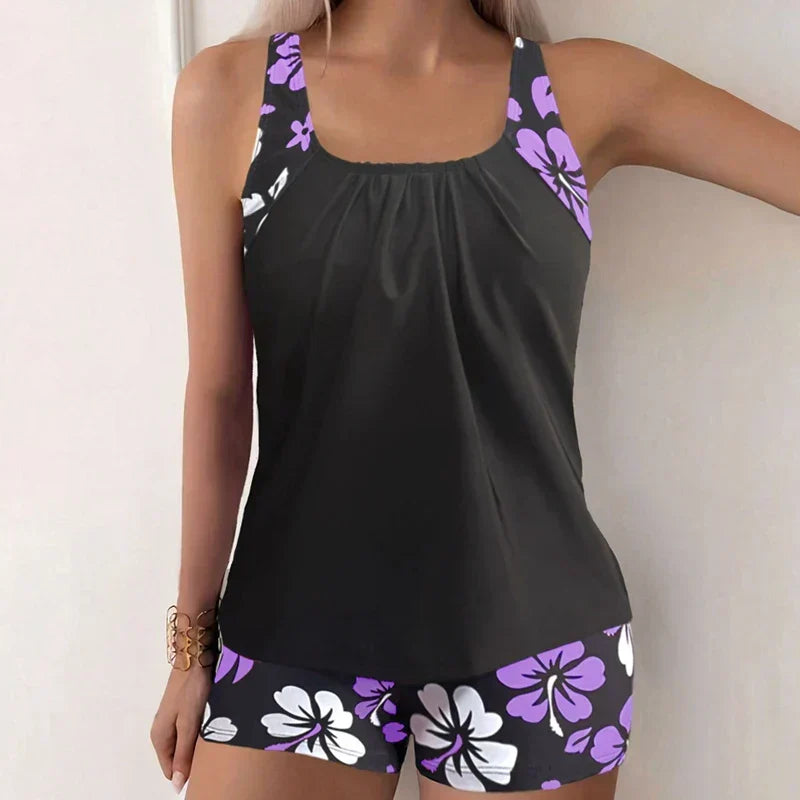 Modisches Damen Badeanzug-Set Rina (2-teilig) mit Blumenmuster, perfekt für den Sommer.