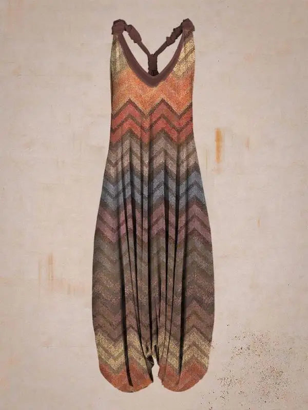 Stilvoller Damen Boho Maxi Jumpsuit, bequem & luftig, perfekt für warme Sommertage.