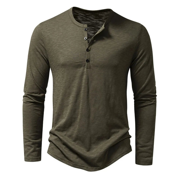 Elegantes & vielseitiges Herren Slim-Fit Langarm Henley Shirt, ideal für viele Anlässe.