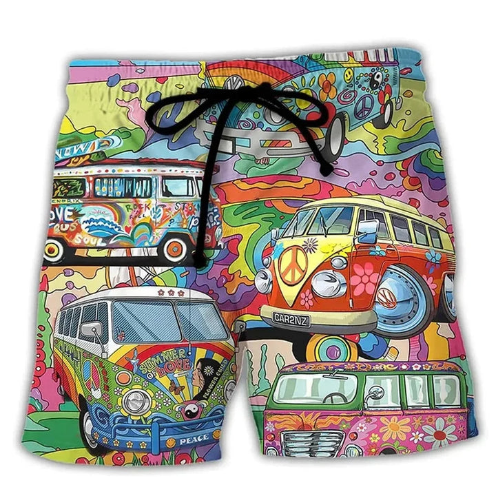Modische Männer Schwimmshorts mit Graffiti Print. Komfortabel und schnelltrocknend für warme Tage am Wasser. Sommer-Outfit.