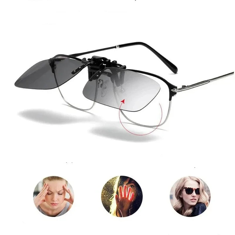 Augenschutz mit polarisierter Clip-On Sonnenbrille, reduziert Blendung effektiv und bietet klare Sicht bei Sonne.