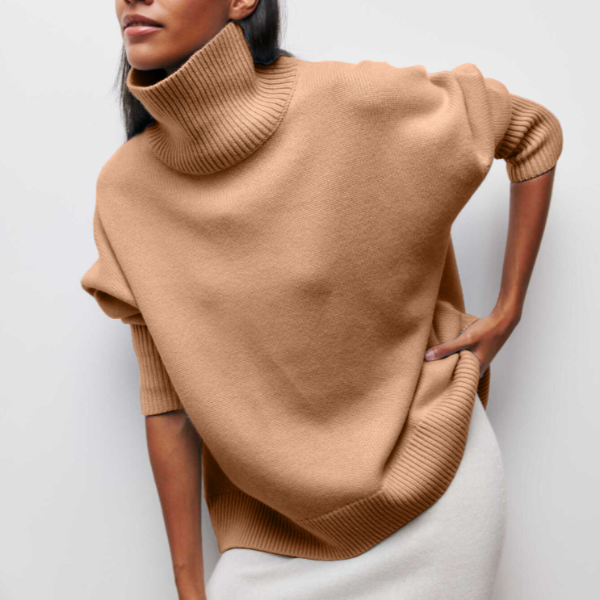 Hochwertiger Damen Rollkragenpullover. Vielseitiger Langarmpullover, ein Basic Oberteil für elegante Damenmode.