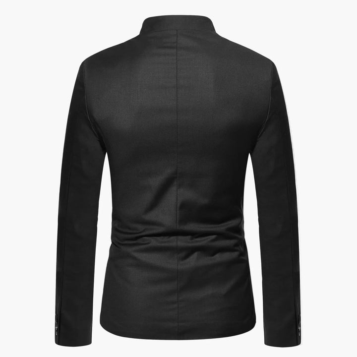 Modebewusster Herren Blazer mit Stehkragen, komfortabel und elegant für Freizeit und Business.