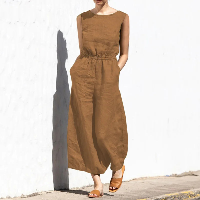 Eleganter ärmelloser Damen Overall Jumpsuit, perfekt für Sommer und Party. Bequemer Einteiler für jeden Anlass.