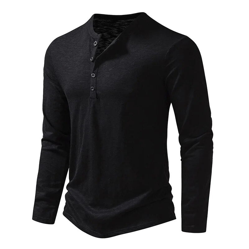 Vielseitiges Herren Henley Langarmshirt, Slim-Fit, casual und bequem für den Alltag.