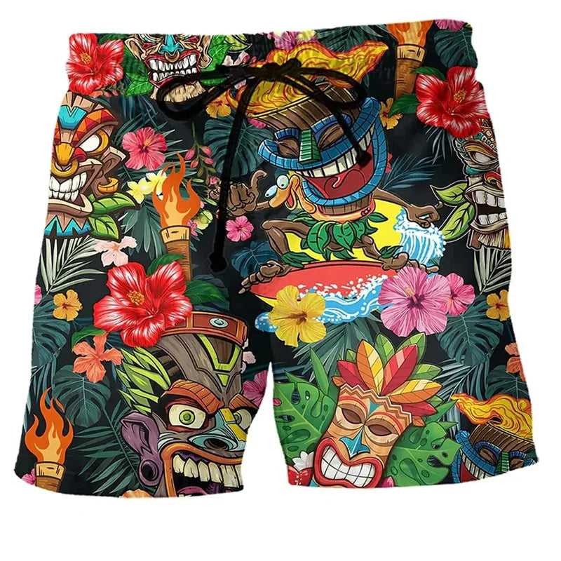 Trendige Herren Badehose mit Graffiti-Muster für urbanen Sommer-Look. Stylische Freizeitshorts.