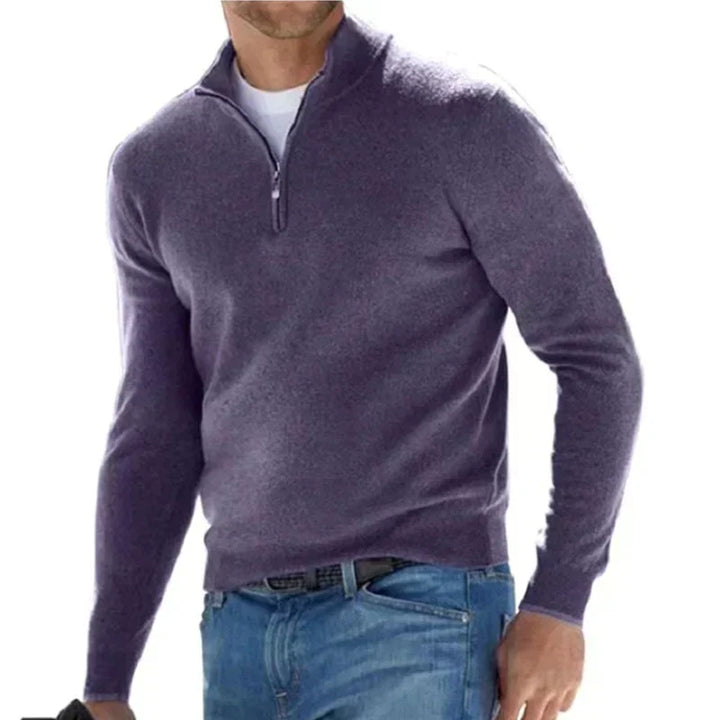 Eleganter Herren Strickpullover mit Reißverschluss, ideal für Büro und entspannte Abende.