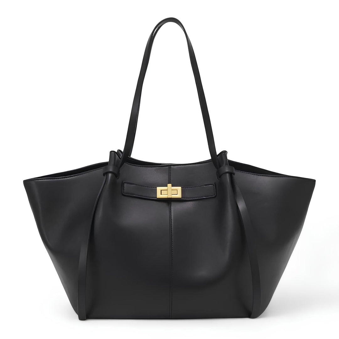 Große, stilvolle schwarze Damenhandtasche, geräumiger Alltagsbegleiter und modisches Accessoire für jede Frau.