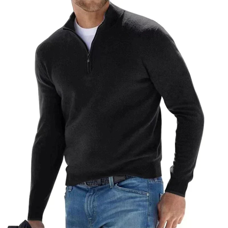 Herren Pullover mit Reißverschluss, bequemer Strickpullover für einen stilvollen Auftritt.