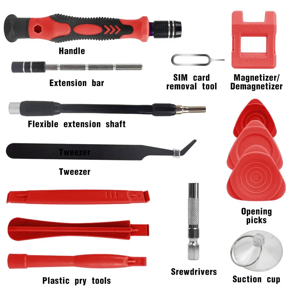 Multifunktionales 115-in-1 Schraubendreher-Set zur Handy-, Laptop- und Elektronik-Reparatur. Magnetisch.