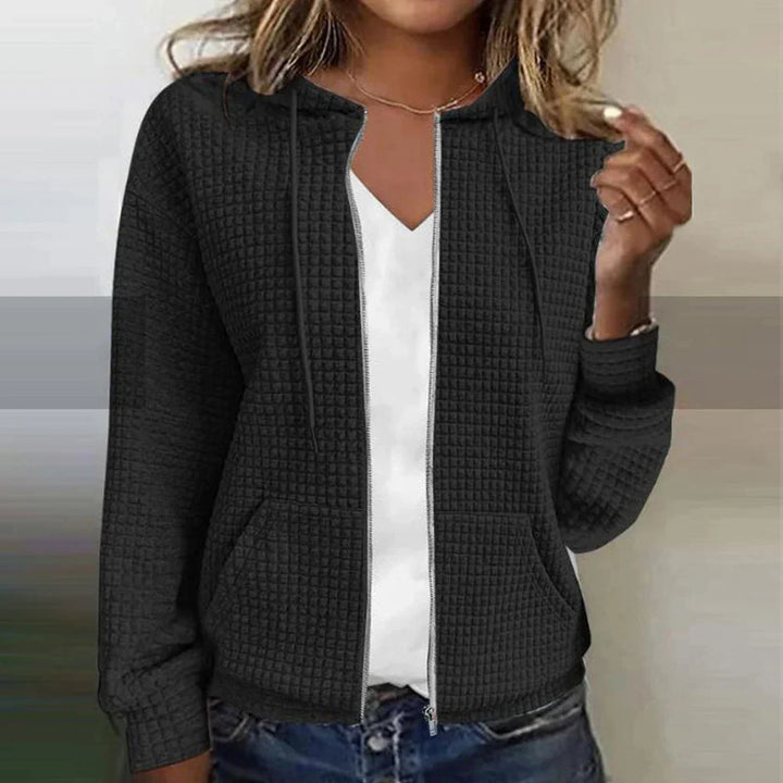 Lässiger Damen Zip-Hoodie mit Kapuze. Sportlicher Langarm-Kapuzenpullover für vielfältige Freizeit-Looks.