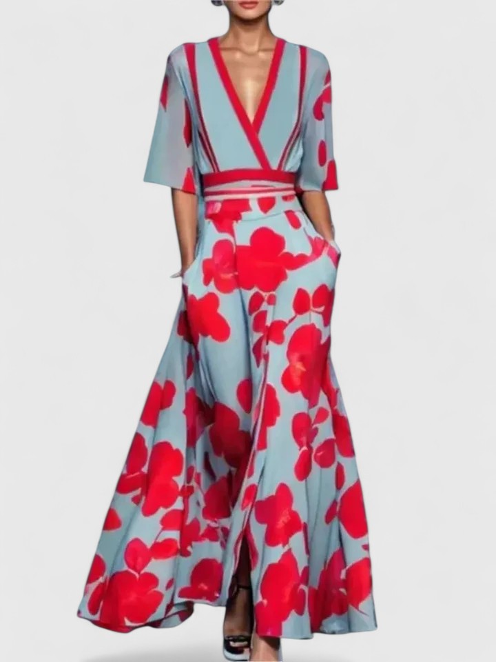 Elegantes Damen Maxikleid für Hochzeitsgäste & festliche Anlässe. Bodemlanges Abendkleid.