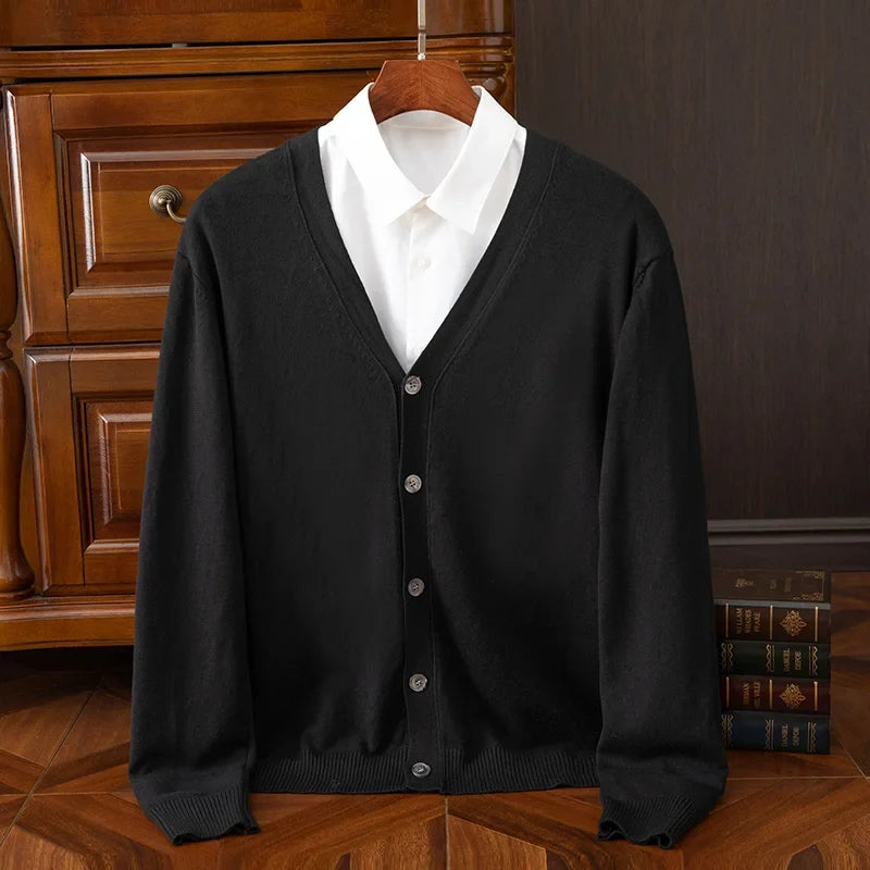 Moderner Herren Cardigan mit V-Ausschnitt und Knopfleiste, vielseitige Oberbekleidung für Ihn.