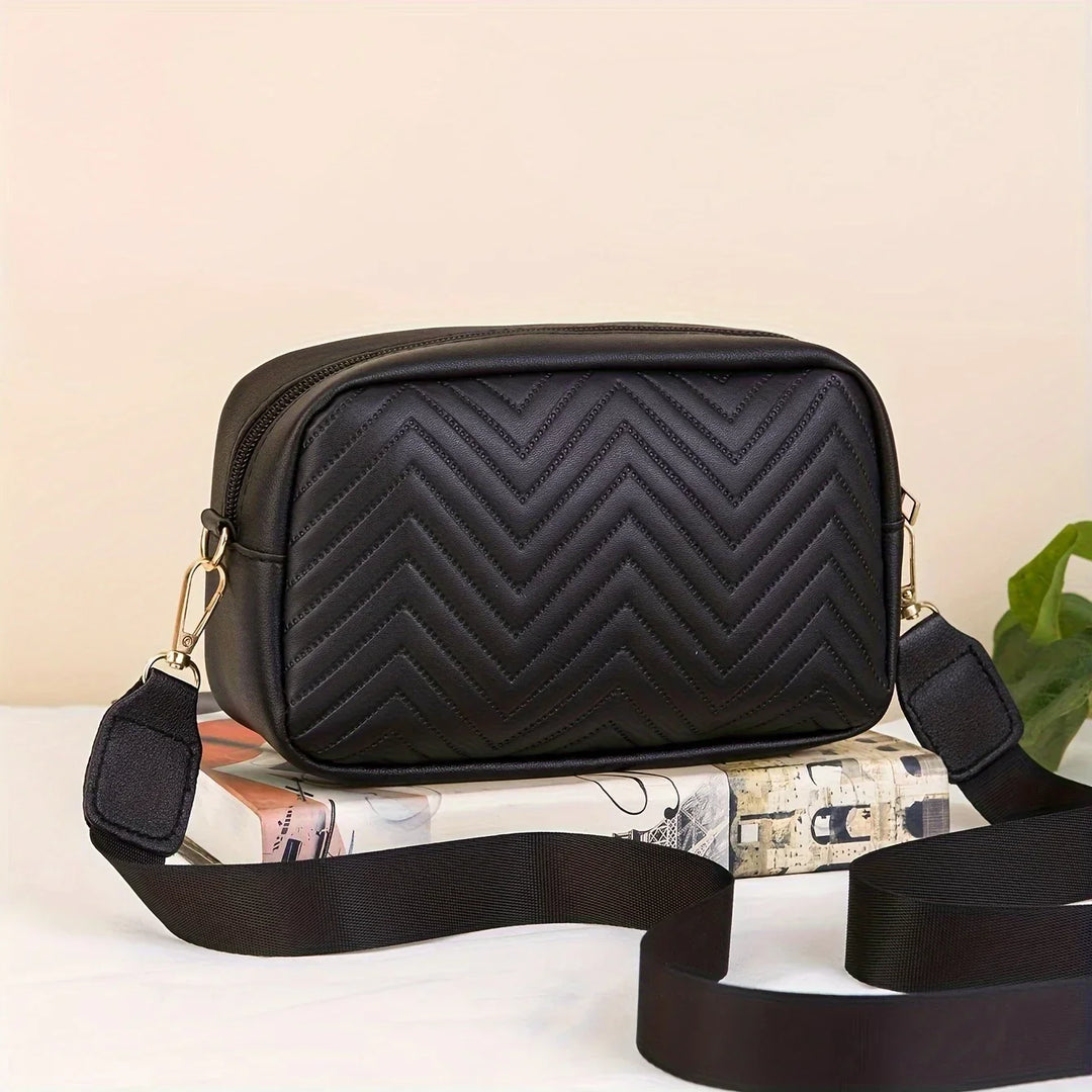 Schicke Damen Schultertasche aus Kunstleder, schwarz, mit verstellbarem Gurt, perfekt für elegante Anlässe.