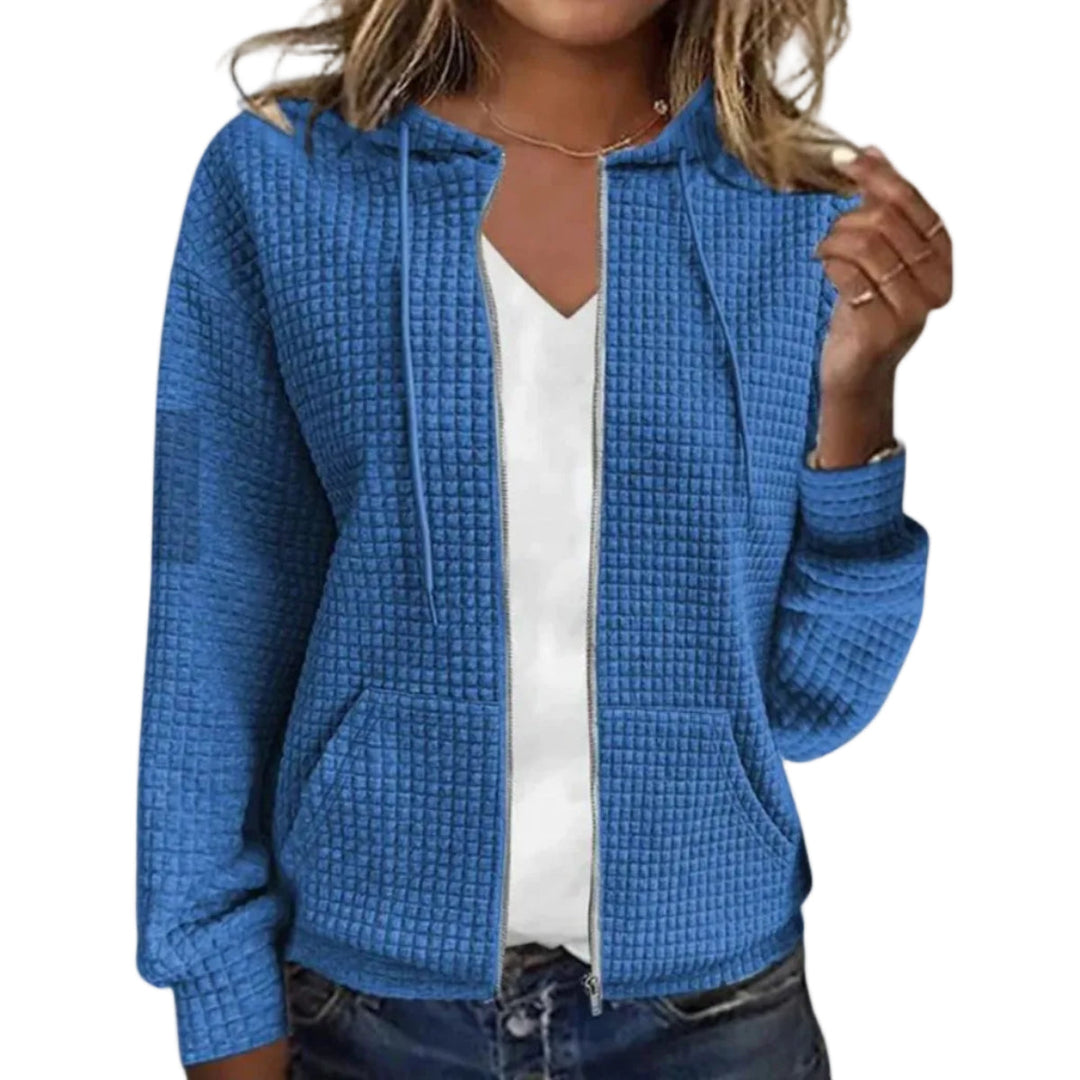 Vielseitiger Damen Zip-Hoodie mit Kapuze & Taschen. Ideal für den Lagenlook oder als lässiger Überwurf.