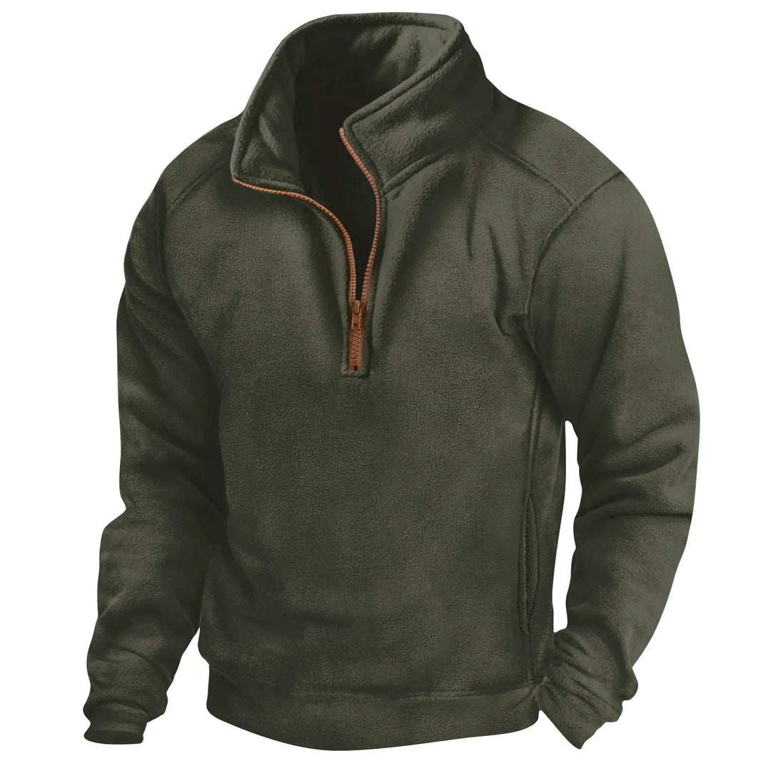 Unisex taktischer Hoodie mit Stehkragen & Halb-Reißverschluss für Outdoor & Winter.