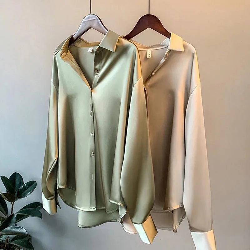 Elegante Damen Langarm Bluse für Sommer, Business & Freizeit. Vielseitig kombinierbar.