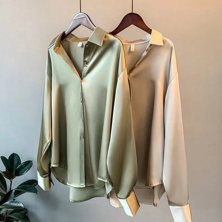 Elegante Damen Langarm Bluse für Sommer, Business & Freizeit. Vielseitig kombinierbar.