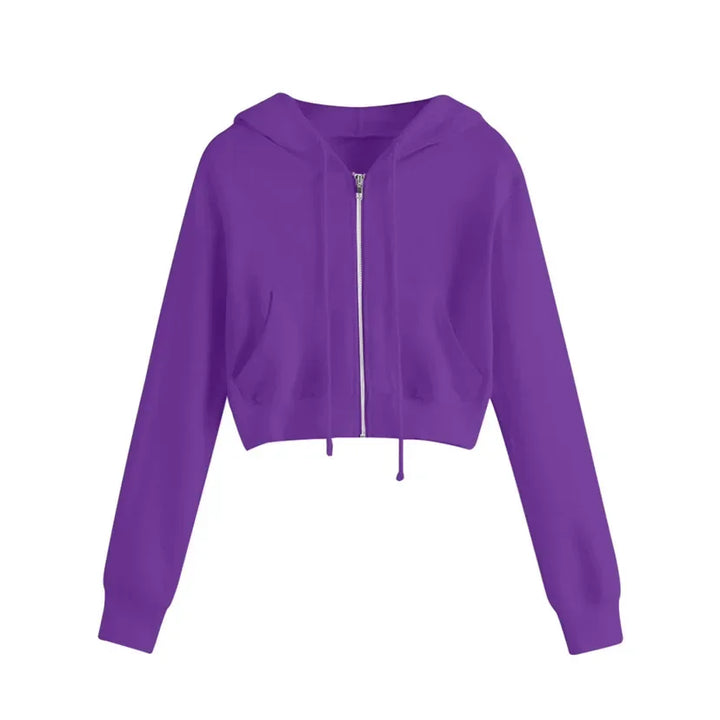 Modischer kurzer Damen Kapuzenpullover für den Winter. Kuscheliges Sweatshirt, warm & bequem für jede Frau.