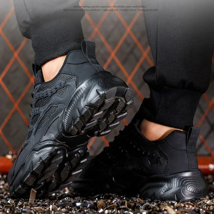 Robuste Herren Schutzschuhe mit Rutschfestigkeit & Durchtrittschutz, ideal für Baustelle & Industrie.