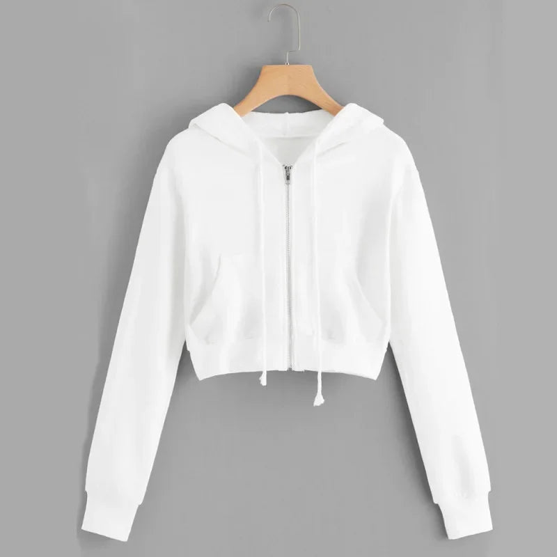 Warmes Damen Kapuzen-Sweatshirt, kurzer Schnitt. Weicher Hoodie für Herbst & Winter. Bequeme Freizeitmode.
