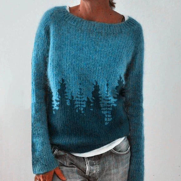Stylischer Damen-Winterpullover, nordisches Muster. Kuscheliger Freizeitpullover für festliche Anlässe & Alltag.