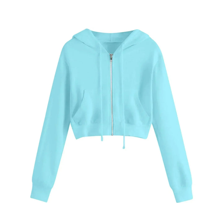 Sportliches kurzes Damen Sweatshirt mit Kapuze. Warmes & gemütliches Hoodie, ideal für Herbst- & Wintermode.