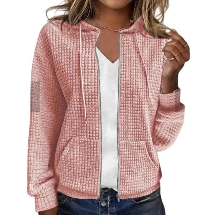 Weicher Damen Zip-Hoodie mit Kordelzugkapuze & praktischen Fronttaschen. Bequemes Freizeit-Sweatshirt.