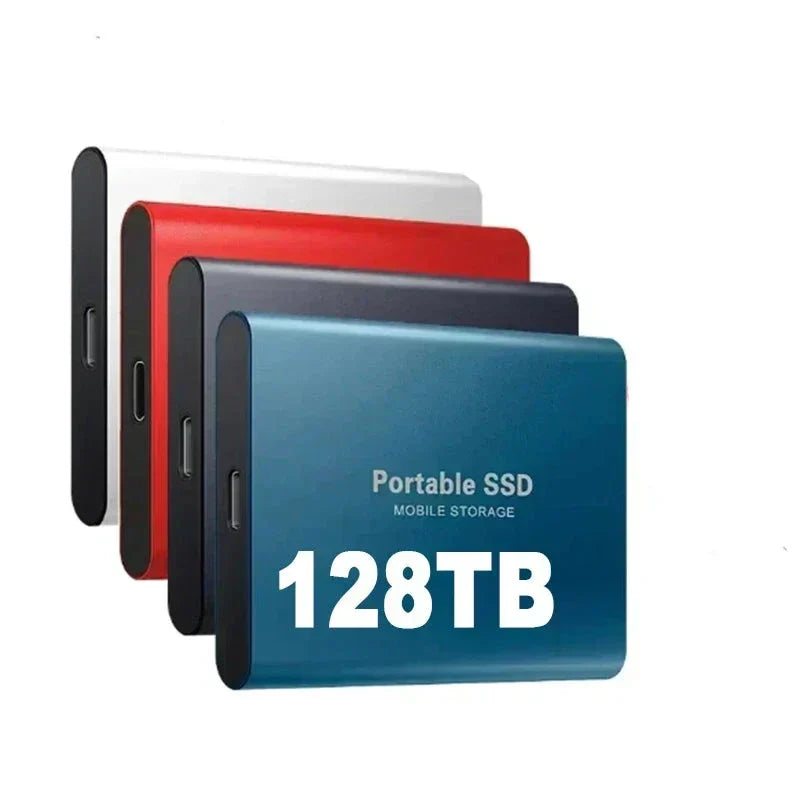 Ultraschnelle 128TB externe SSD mit USB-C für digitale Speicherung, Datensicherung und Computer Zubehör.