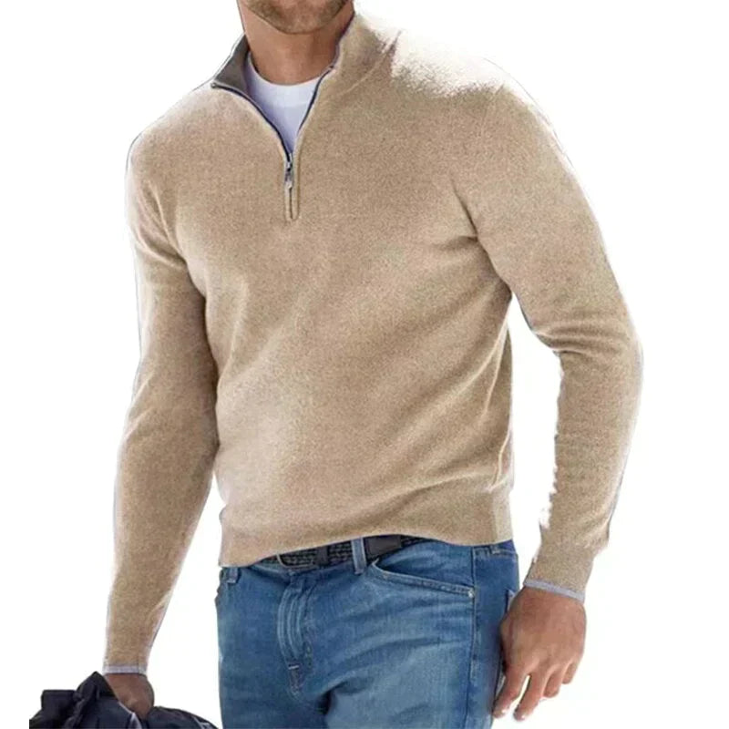 Stylischer Herren Half-Zip Strickpullover in modernem Design für vielseitige Outfits.