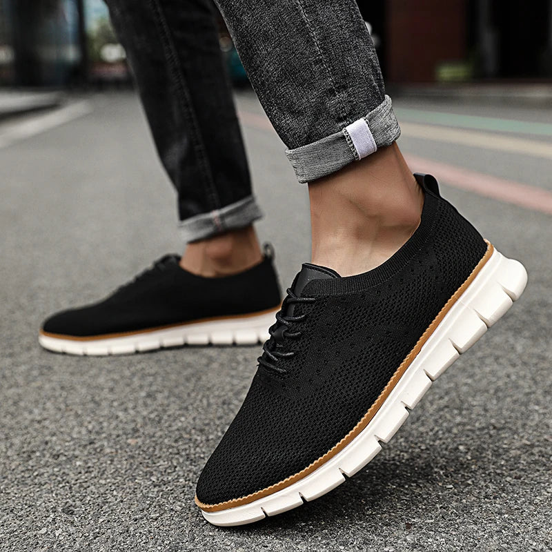 Grauer Herren Strick Sneaker: Ultraleichter, atmungsaktiver Freizeitschuh, sportlich & bequem für den Alltag.