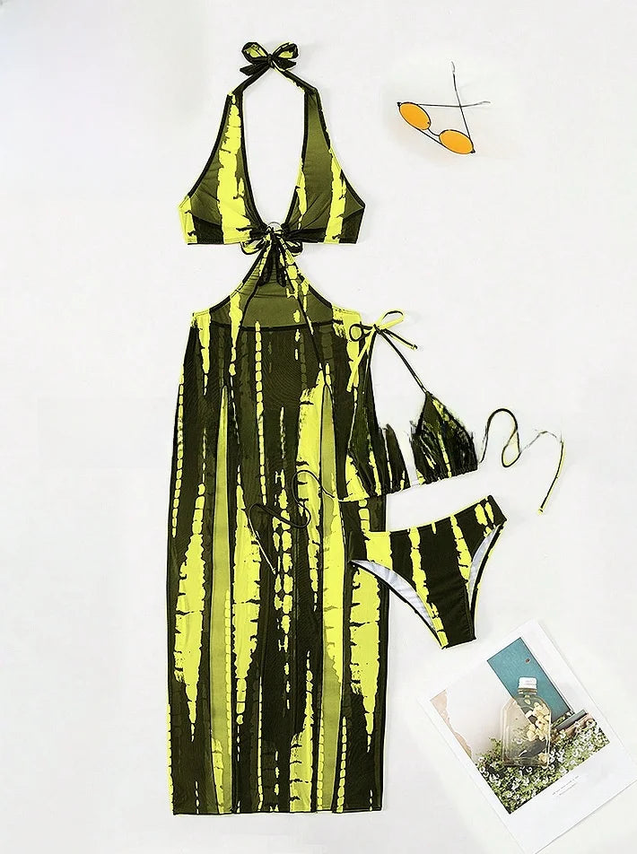 Elegantes Damen Neckholder Badekleid mit Cut-Outs. Perfekt für modischen Urlaubslook am Strand/Pool.