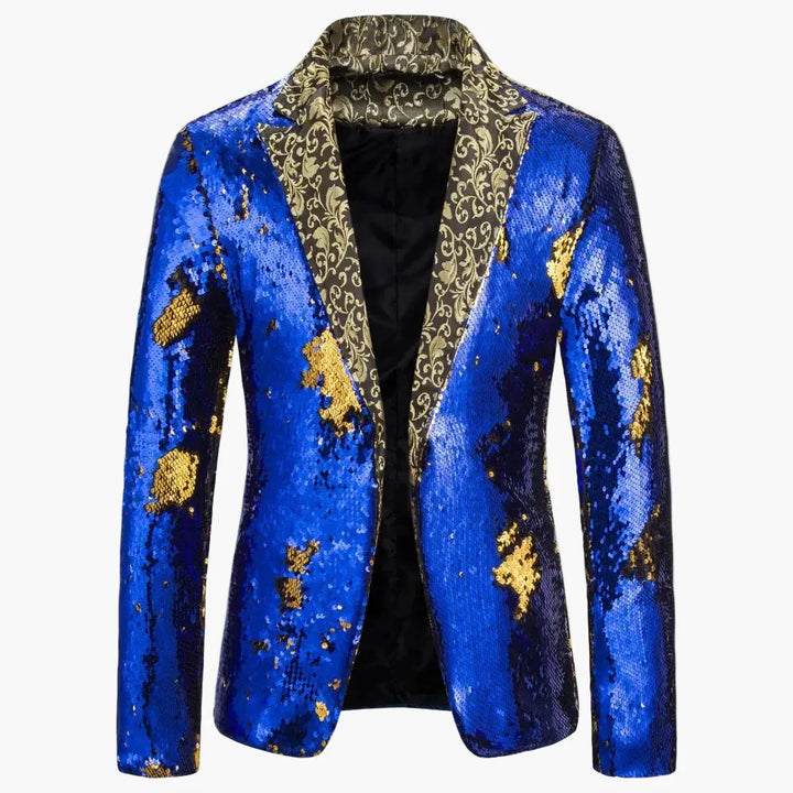 Glänzender Herren Blazer mit feinen Pailletten, ideal als Abend Sakko & Show Outfit.