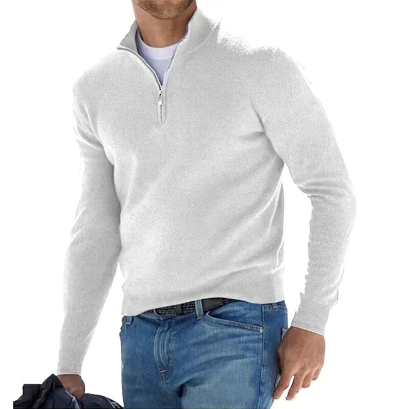 Komfortabler Herren Strickpullover mit Half-Zip, ein Must-have für Ihre Herrengarderobe.