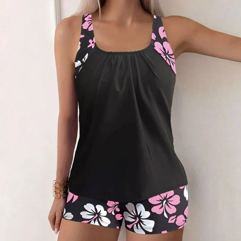 Vielseitiger Damen Rina Bademode-Zweiteiler mit elegantem Blumenmuster für Strand & Pool.