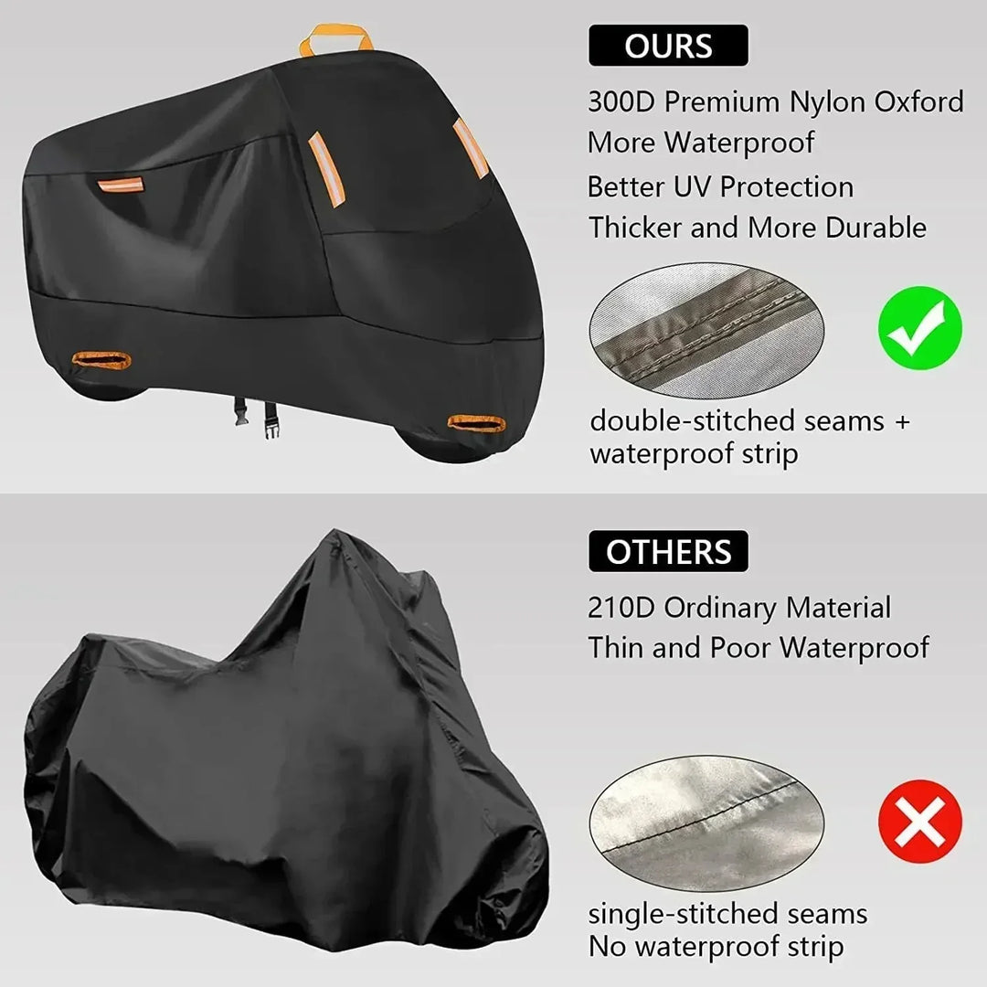 Kratzfeste Motorrad Abdeckplane aus Polyester, wasserdichter & UV-beständiger Wetterschutz für Motorrad & Scooter.