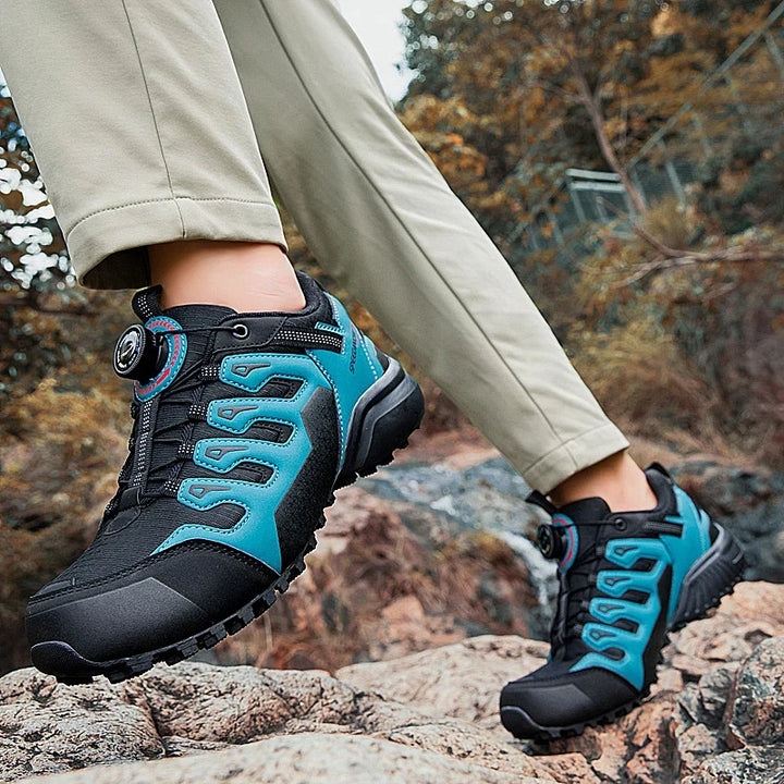 Detailansicht des robusten Obermaterials von Herren Wander- und Trekkingschuhen, langlebig.