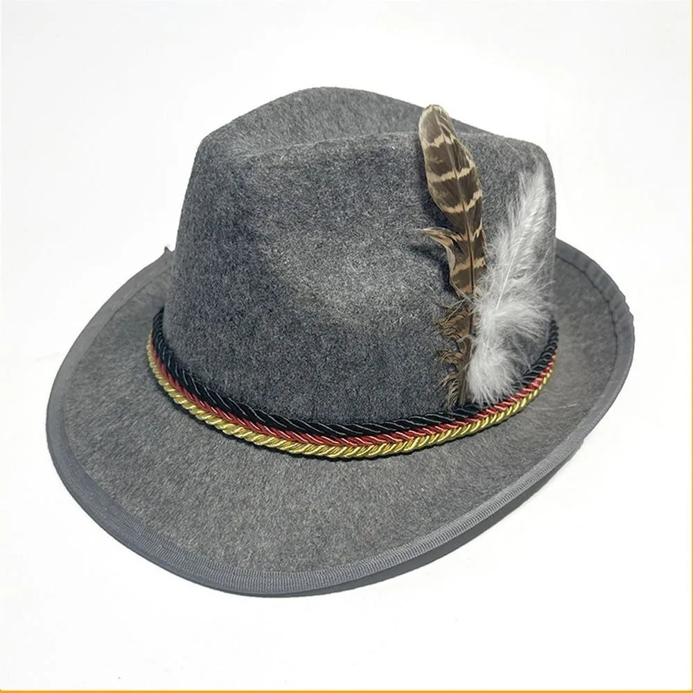 Herren Oktoberfest Fedora Hut, braun, traditionell, für authentische Wiesn Party Outfits.