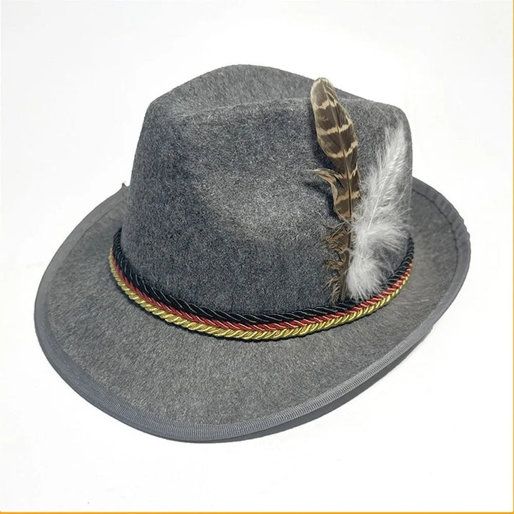 Herren Oktoberfest Fedora Hut, braun, traditionell, für authentische Wiesn Party Outfits.