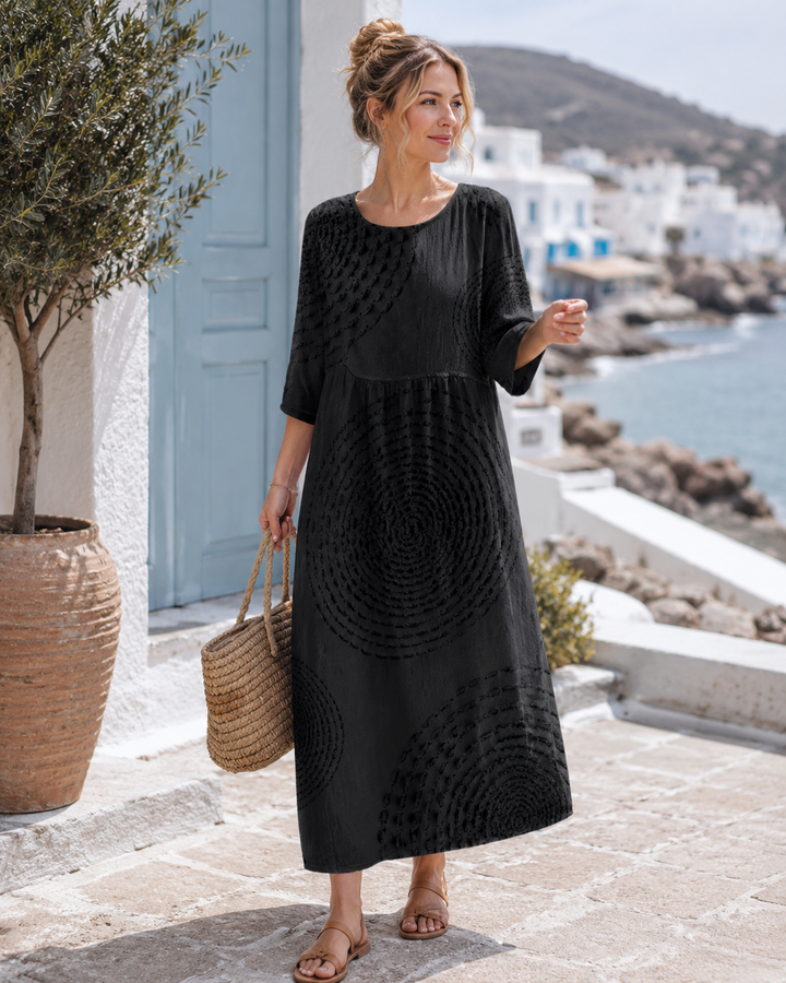 Vielseitiges Damenkleid, einfarbig und elegant. Komfortables Sommer Maxikleid mit lockerem Schnitt für jede Gelegenheit.