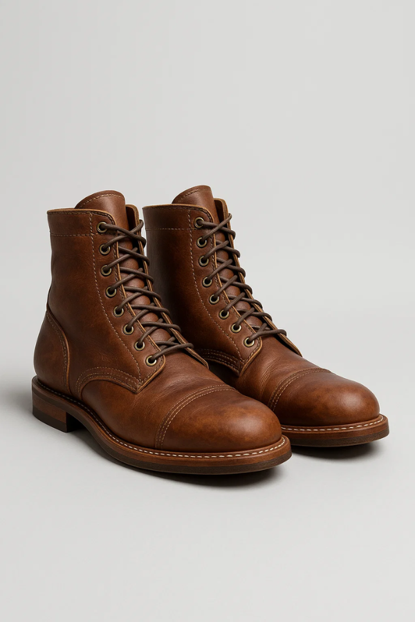 Klassische khaki Herrenstiefel, elegant & komfortabel, ideal für Business & Freizeit. Rutschfeste Sohle, gepolstert.