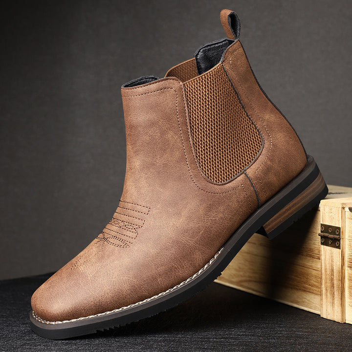 Robuste braune Herren Edelwald Stiefeletten, bequeme und elegante Schuhe für Männer.