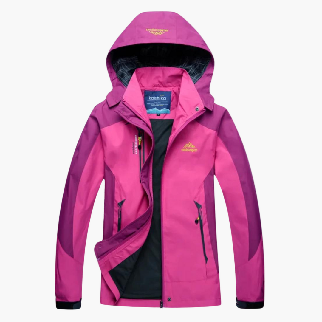 Damen Outdoorjacke, winddicht, wasserdicht, atmungsaktiv. Perfekt für Wandern, Camping & Freizeit.