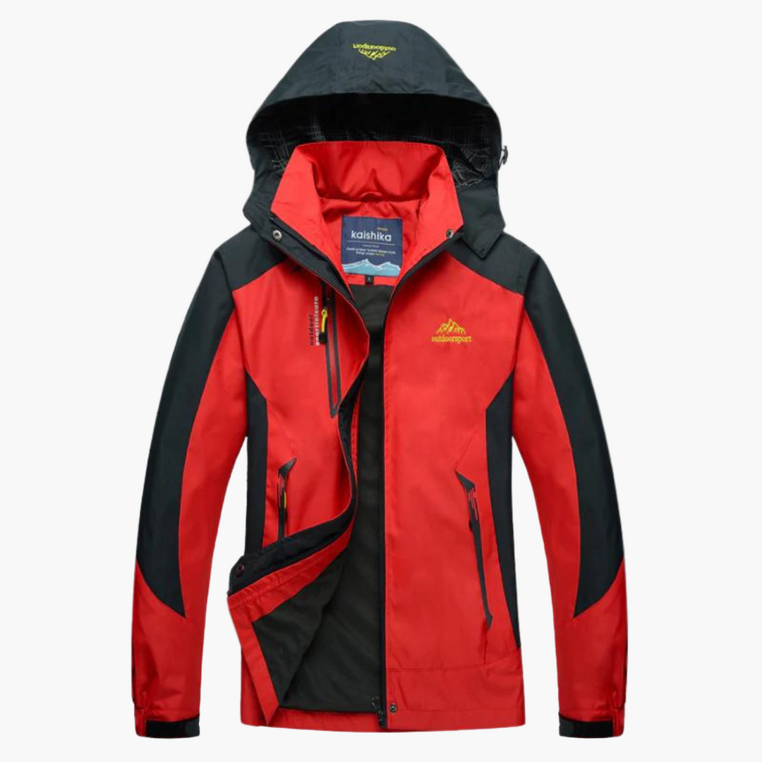 Praktische Reißverschlusstaschen an der winddichten Damen Wanderjacke. Sicherer Stauraum für unterwegs.