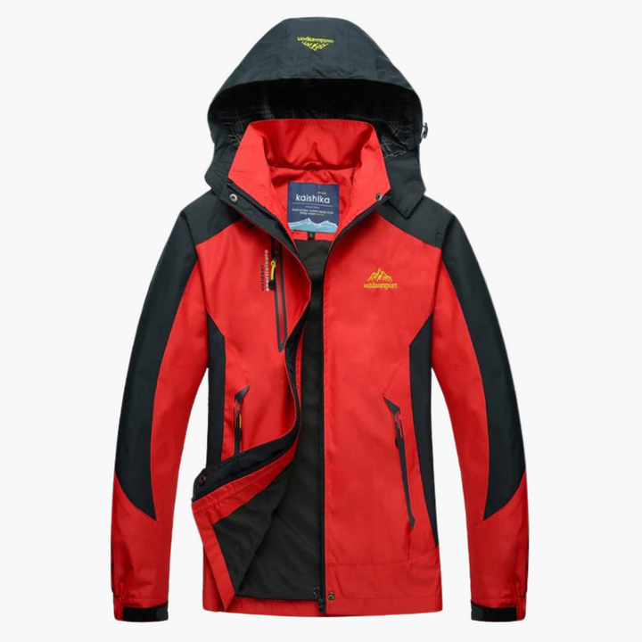 Praktische Reißverschlusstaschen an der winddichten Damen Wanderjacke. Sicherer Stauraum für unterwegs.