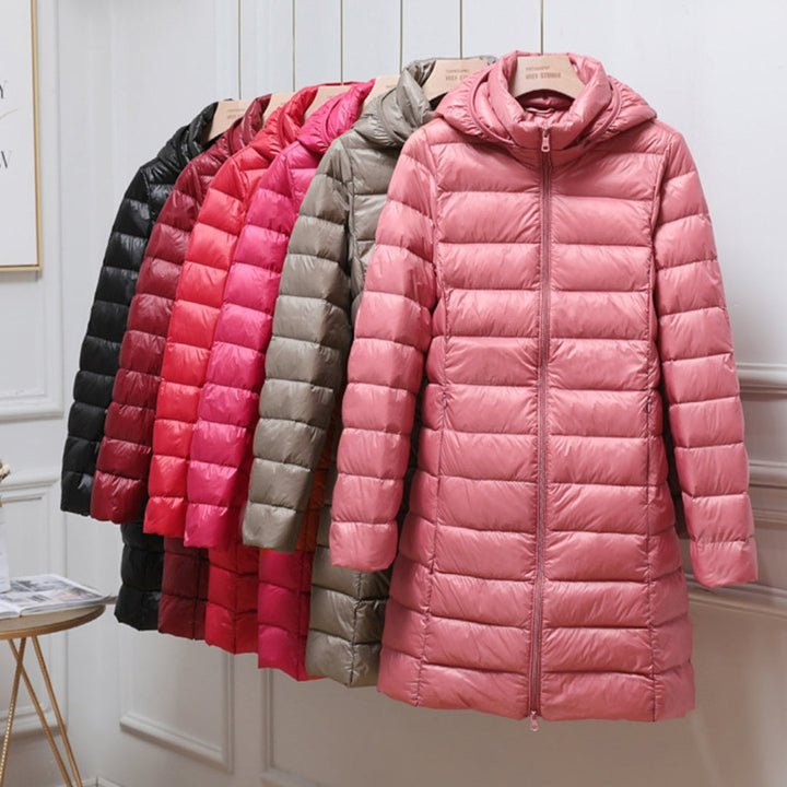 Gesteppte Damen-Thermojacke mit Kapuze, packbar für Herbst & Winter. Ideal für Outdoor.