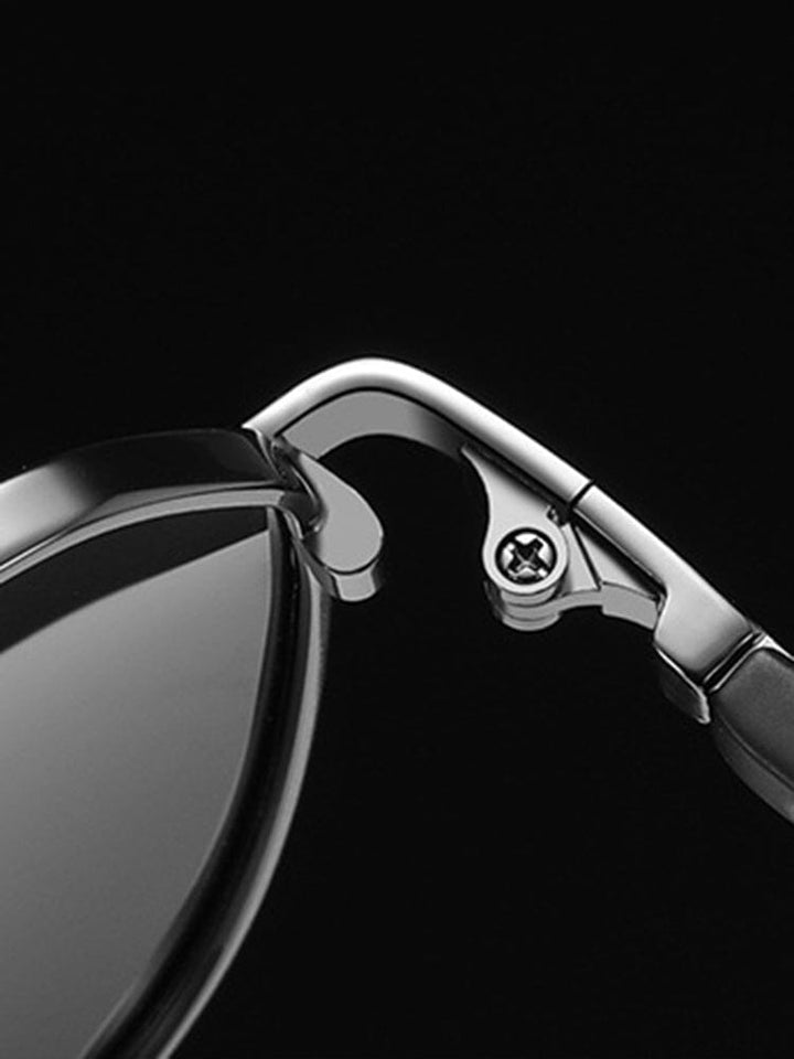 UV-Schutz-Sonnenbrille für Herren, polarisiert, runde Gläser & schlanker Metallrahmen, perfekt für jeden Stil.